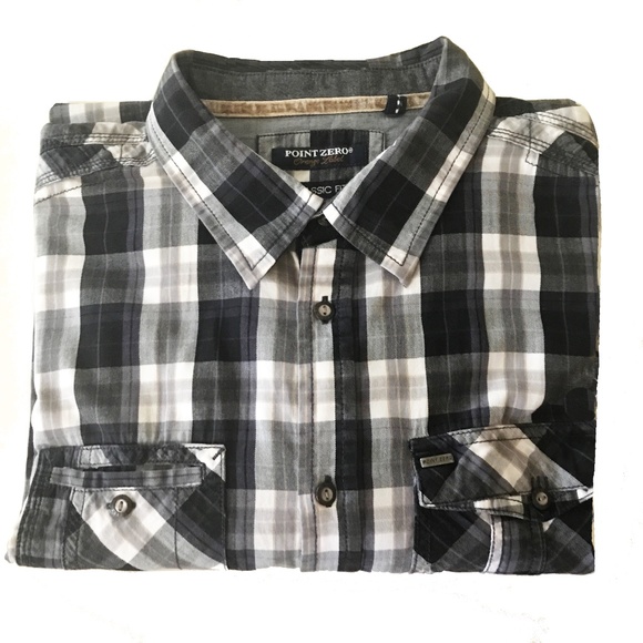 POINT ZERO MEN'S BLACK & WHITE CHECK SHIRT SIZE XL - Picture 1 of 6